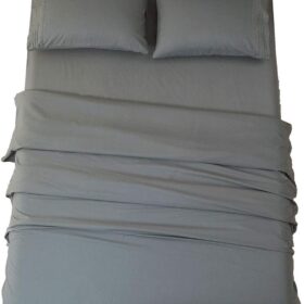 Bed Sheet Set Super Soft Microfiber 1800 Thread Count Luxury Egyptian Sheets 16-Inch Deep Pocket Wrinkle and Hypoallergenic-4 Piece(Queen Dark Grey)