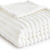 White Throw Blanket for Couch  Cozy Soft Blankets for Women, Cute Small Fleece Throws for Girls, Birthday Gifts for Women, Mothers Day Decor Gifts for Mom, Off White, 50x60 Inches
