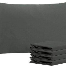 Queen Pillowcase Set - 4 Pack Brushed Microfiber 20x30 Pillowcases - Soft, Wrinkle-Free, Fade-Resistant, Stain-Resistant, Dark Grey Pillowcases with Envelope Closure - 20x30 Inches, Dark Grey