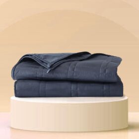 Weighted Blanket for Adults 15 lb Full/ (Navy Blue, 60"x80") Cooling & 100% Cotton Machine Washable  Dryer Safe  Glass Microbead Fill