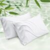 Cooling Pillow Cases Queen Size Set of 2, Rayon Derived from Bamboo Cooling Pillowcases for Hot Sleepers, Soft & Silky Cool Pillow Covers with Envelope Closure, White, Gift, 20x30 Inches