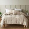 French Linen Duvet Cover Set 88" x 92"- 3 Pieces (1 Comforter Cover,2 Pillowcases)- Natural Flax Cotton Blend-Solid Color Breathable Farmhouse Bedding-Linen/Beige, Queen