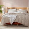 Linen Duvet Cover Queen Size - Soft Double Brushed Queen Duvet Cover Set, 3 Piece, with Button Closure, 1 Duvet Cover 90x90 inches and 2 Pillow Shams