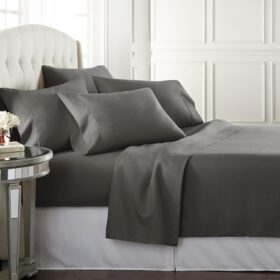 Queen Size Bed Sheet Set, 6-Piece Hotel-Quality with 4 Pillowcases, Microfiber, Deep Pockets, Breathable, Cooling, Wrinkle-Free, Machine Washable, Gray