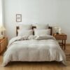 100% Linen Duvet Cover Set, 3 PCS Natural French Flax Duvet Cover King Size, Breathable Soft Comfy Bedding Comforter Cover with 2 Pillowcases(Linen, 104"x92")