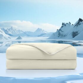 Cooling Comforter for Hot Sleepers, Night Sweats Relief, Breathable Lightweight and Smooth Blanket with Silk Blend Filling, , Beige King Size 106"x90", Quick Cool Down