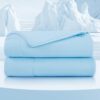 Cooling Comforter  Size, Double Sided Cooling Blanket for Hot Sleepers, Breathable and Lightweight Blanket for Night Sweats, 90"x90" Blue