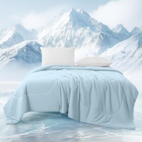 Cooling Comforter King Size, Soft Breathable Cooling Blanket for Hot Sleepers and Night Sweats, Double-Sided Cool Touch Summer Comforter,  0.4  Ice Blanket Blue 108"x90"