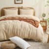 Muslin Duvet Cover Queen Size - 100% Organic Cotton, Soft Textured Gauze Weave Comforter Cover for Breathable All-Season with Zipper Closure - 3 Piece Set (Queen, Linen)