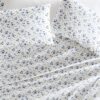 Double-Brushed Patterned Microfiber Queen Sheet Set 4 Piece –  Certified Ultra Soft & Wrinkle-Free - 16" Deep Pocket Sheets - Easy Care Queen Size - Blossoms Light Blue